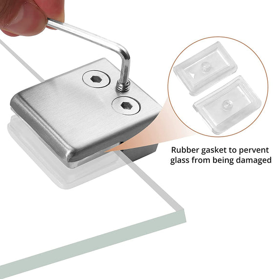 Kamtop 8 Pack Stainless Steel Square Glass Clamp 6-8mm (15/64-5/16 Inch)