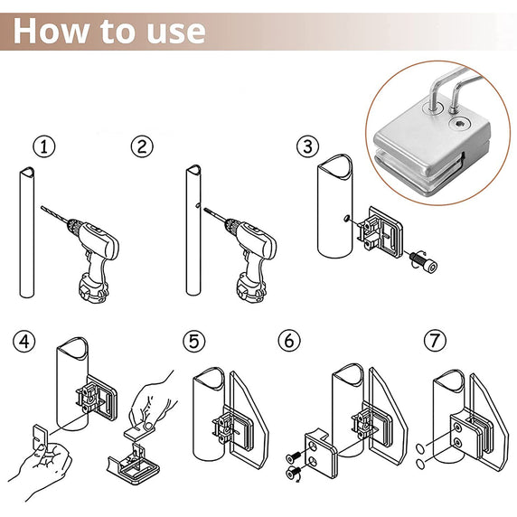 Kamtop 8 Pack Stainless Steel Square Glass Clamp 6-8mm (15/64-5/16 Inch)
