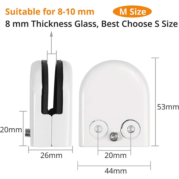 Kamtop 8X Glass Clamp White Stainless Steel 304 8-10MM