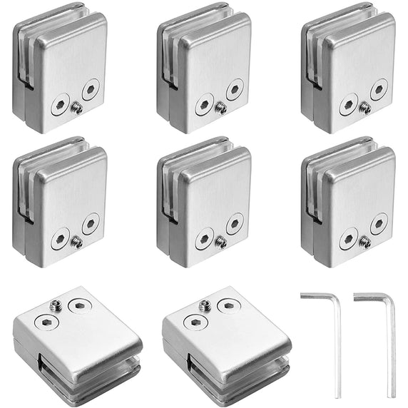 Kamtop 8 Pack Stainless Steel Square Glass Clamp 6-8mm (15/64-5/16 Inch)