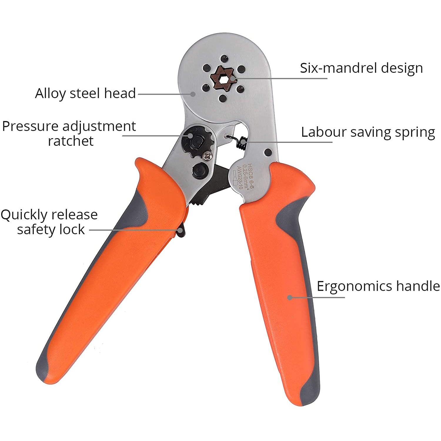 Kamtop Ferrule Crimping Tool 0.25-6mm² Hexagon Wire Terminal Crimpe