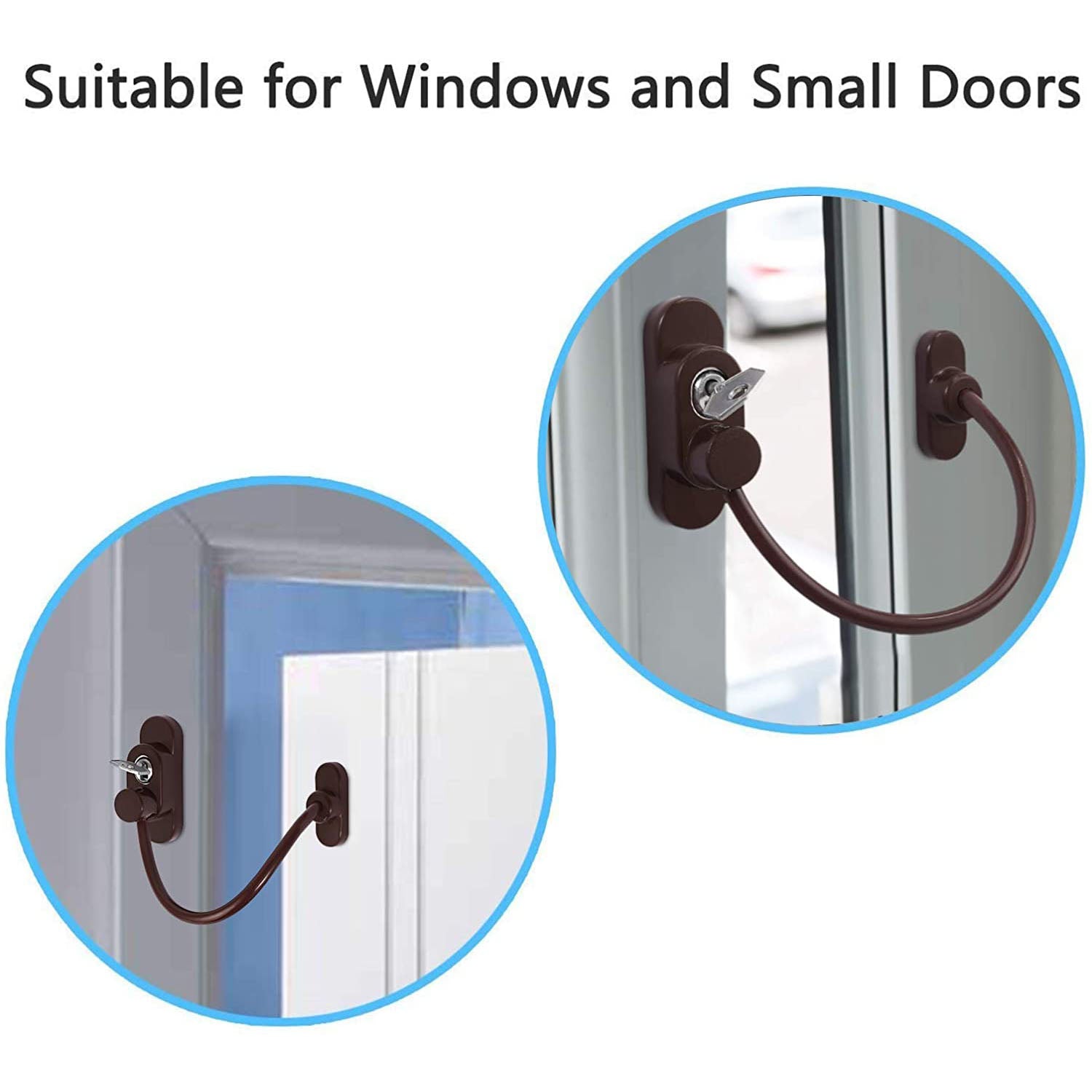 Kamtop Window Restrictor Locks 4 Packs Security Cable
