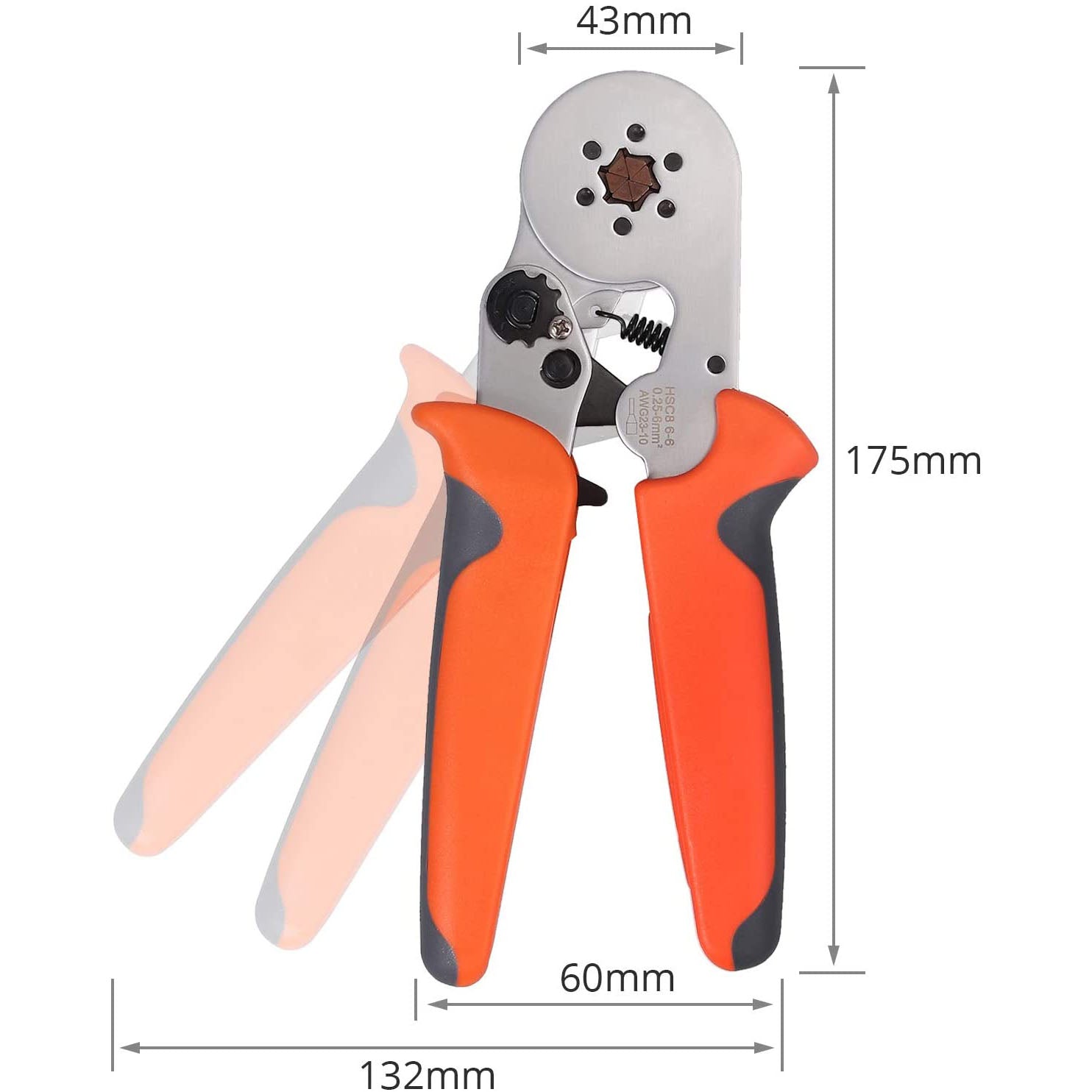 Kamtop Ferrule Crimping Tool 0.25-6mm² Hexagon Wire Terminal Crimpe