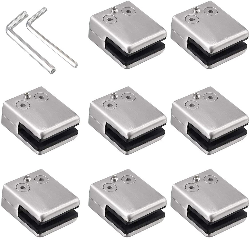 Kamtop 8PCS 8-10mm Stainless Steel 304 Square Glass Clamps