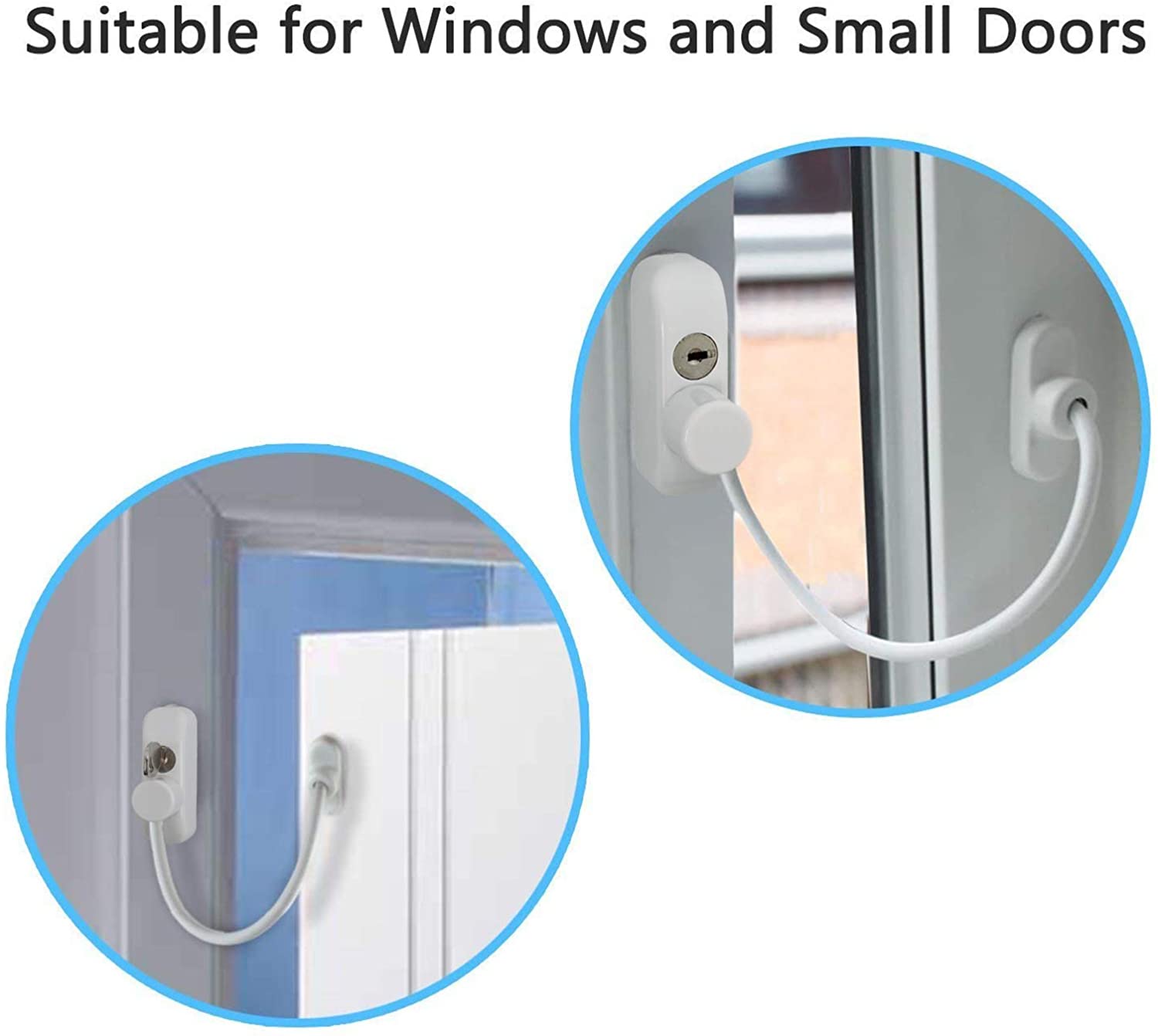 Kamtop Window Restrictor Locks 4 Packs Security Cable