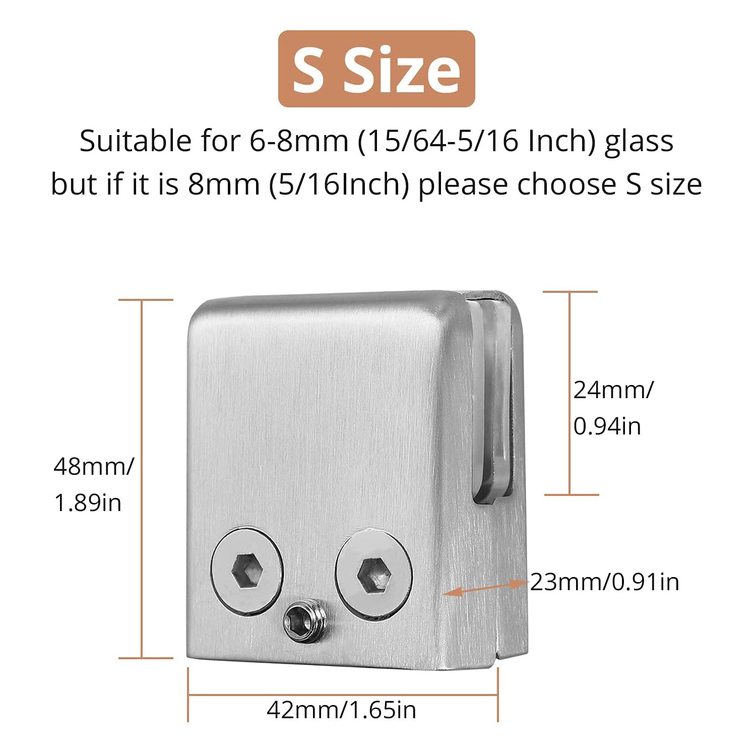 Kamtop 8 Pack Stainless Steel Square Glass Clamp 6-8mm (15/64-5/16 Inch)