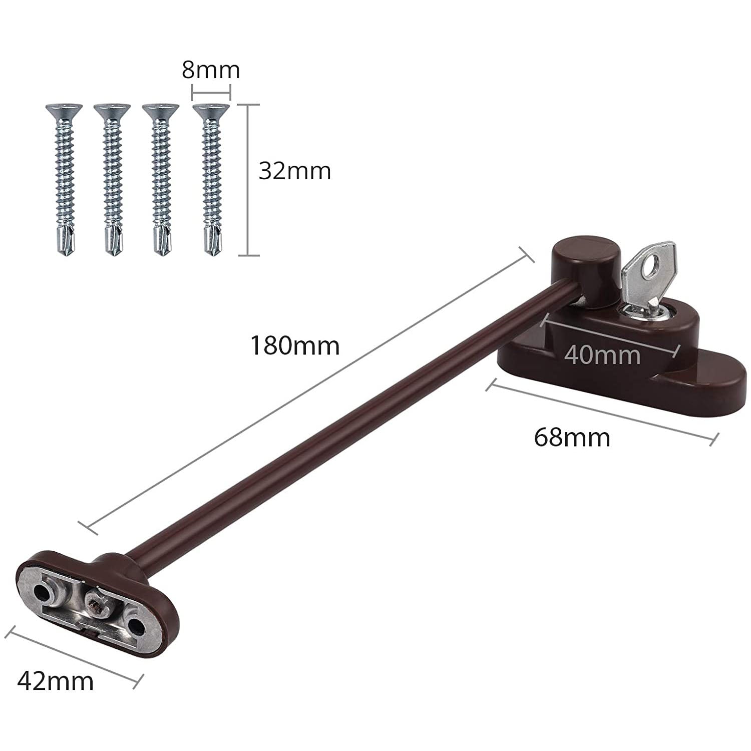 Kamtop Window Door Cable Restrictor Locks with Screws Keys Brown