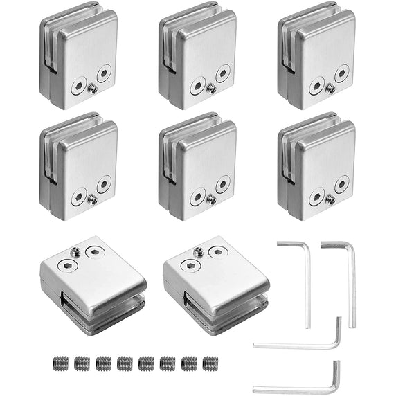 Kamtop 8 Pack Stainless Steel Square Glass Clamp 6-8mm (15/64-5/16 Inch)