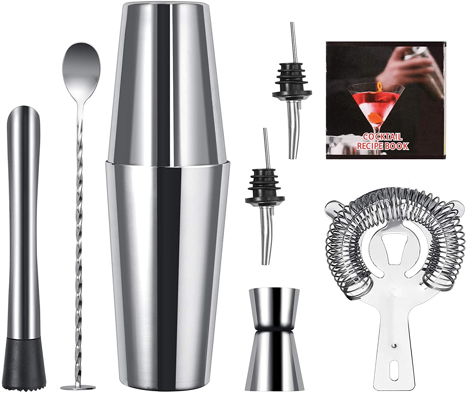 Kamtop 7 PCS Boston Shaker Stainless Steel Cocktail Set