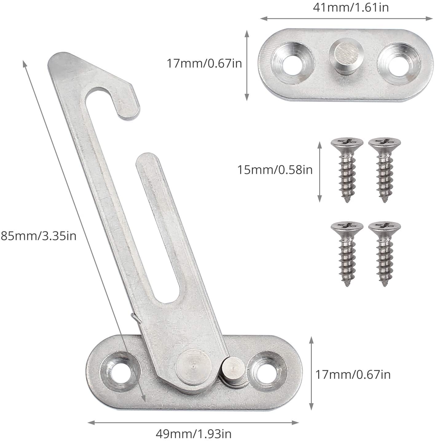 Kamtop 4 PCS Stainless Steel Window Locks