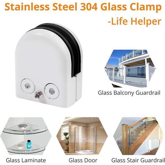 Kamtop 8X Glass Clamp White Stainless Steel 304 8-10MM