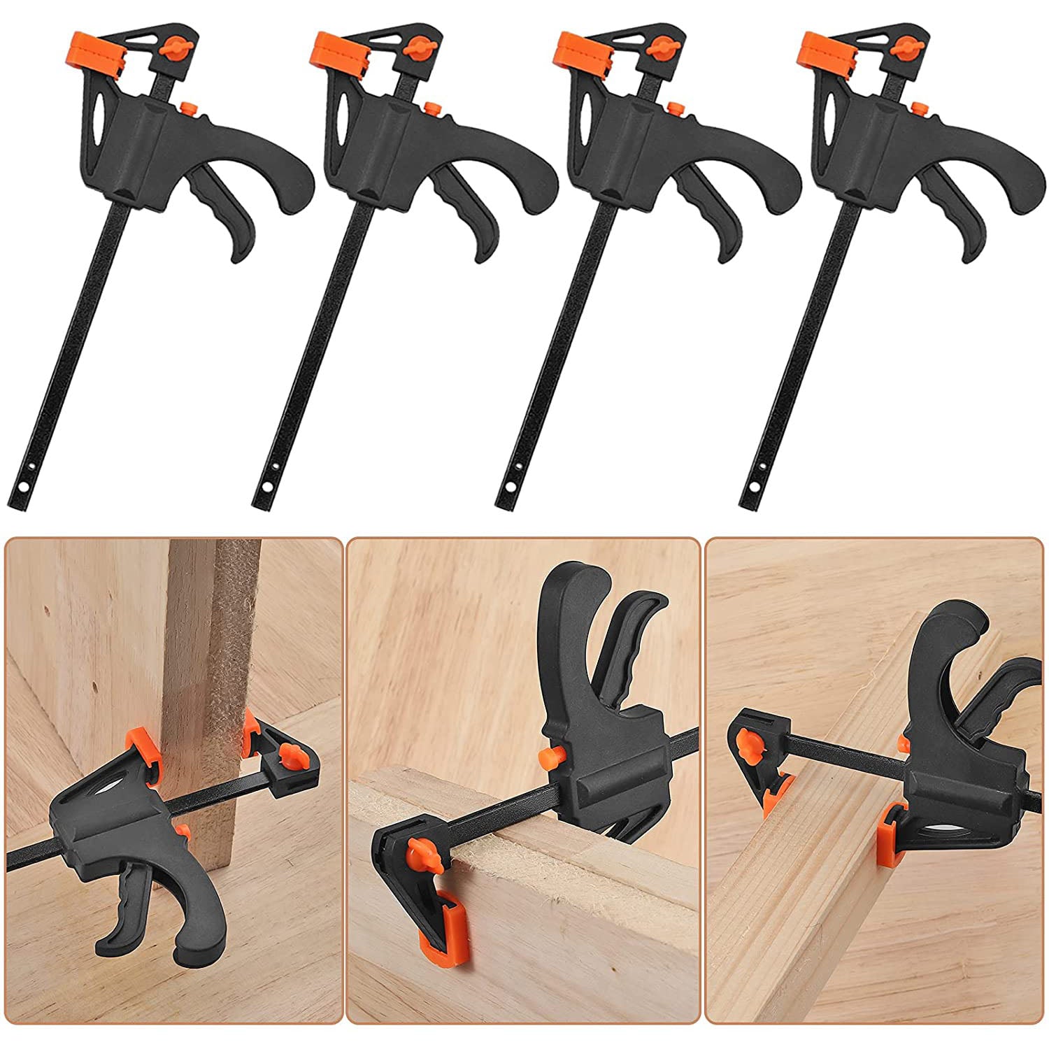Kamtop 4 Inch and 90 Degree Angle Corner Clamps F Ratchet Clamp Set