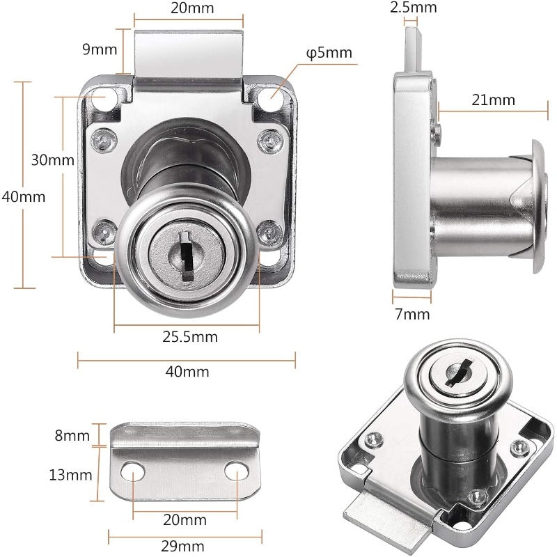 Kamtop 4PCS Cam Lock 22mm with Key Security