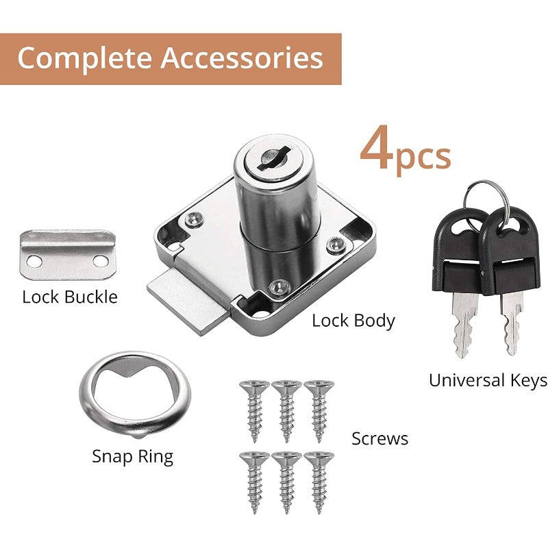Kamtop 4PCS Cam Lock 22mm with Key Security