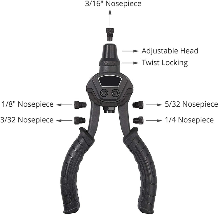 Kamtop 10 Inch Hand Rivet Gun 5 in 1 Hand Riveter Set