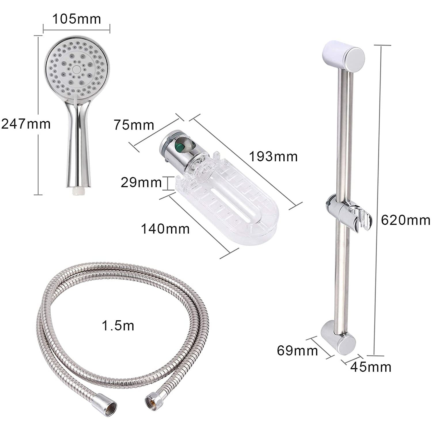 Kamtop Shower Head Holder Bar Kit