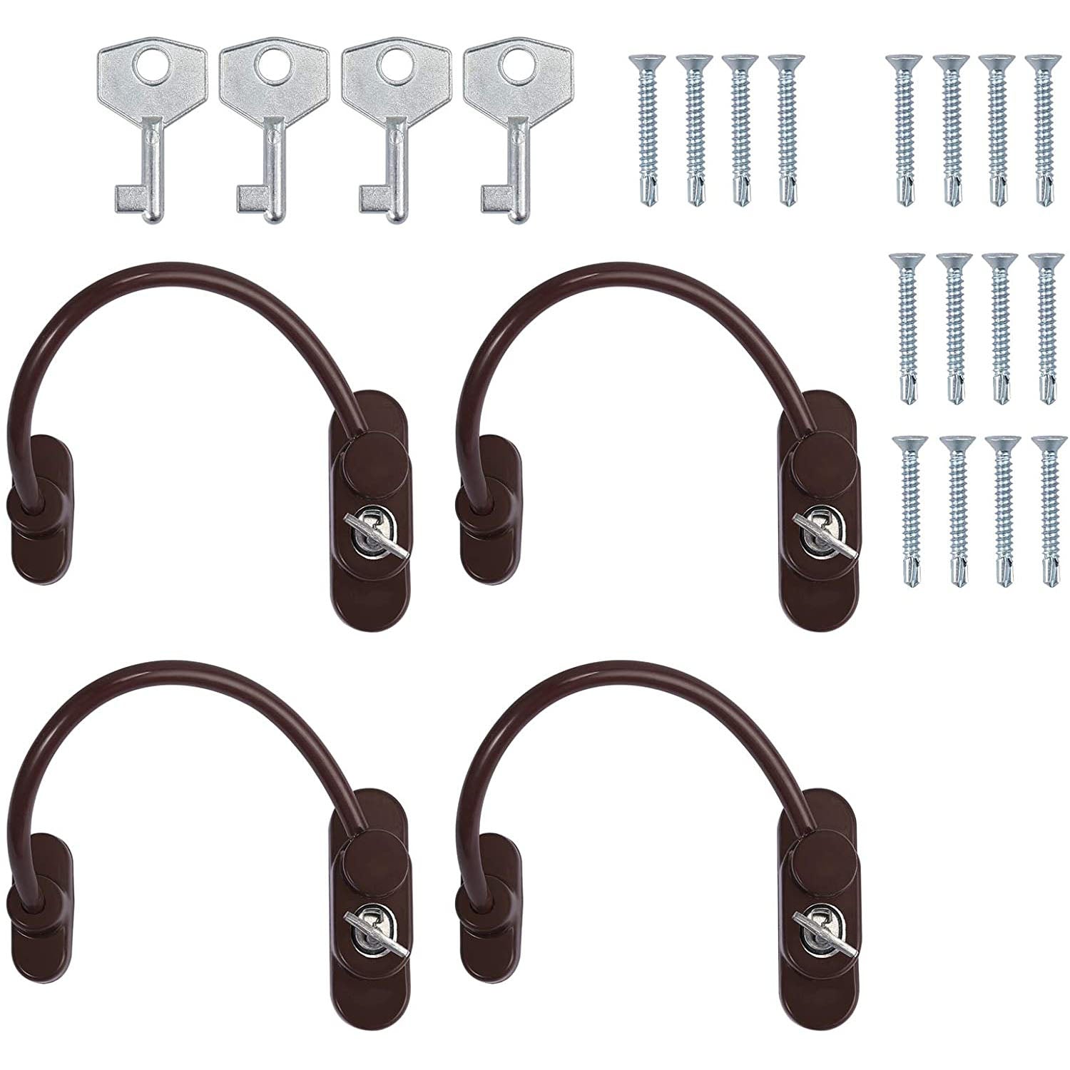 Kamtop Window Restrictor Locks 4 Packs Security Cable