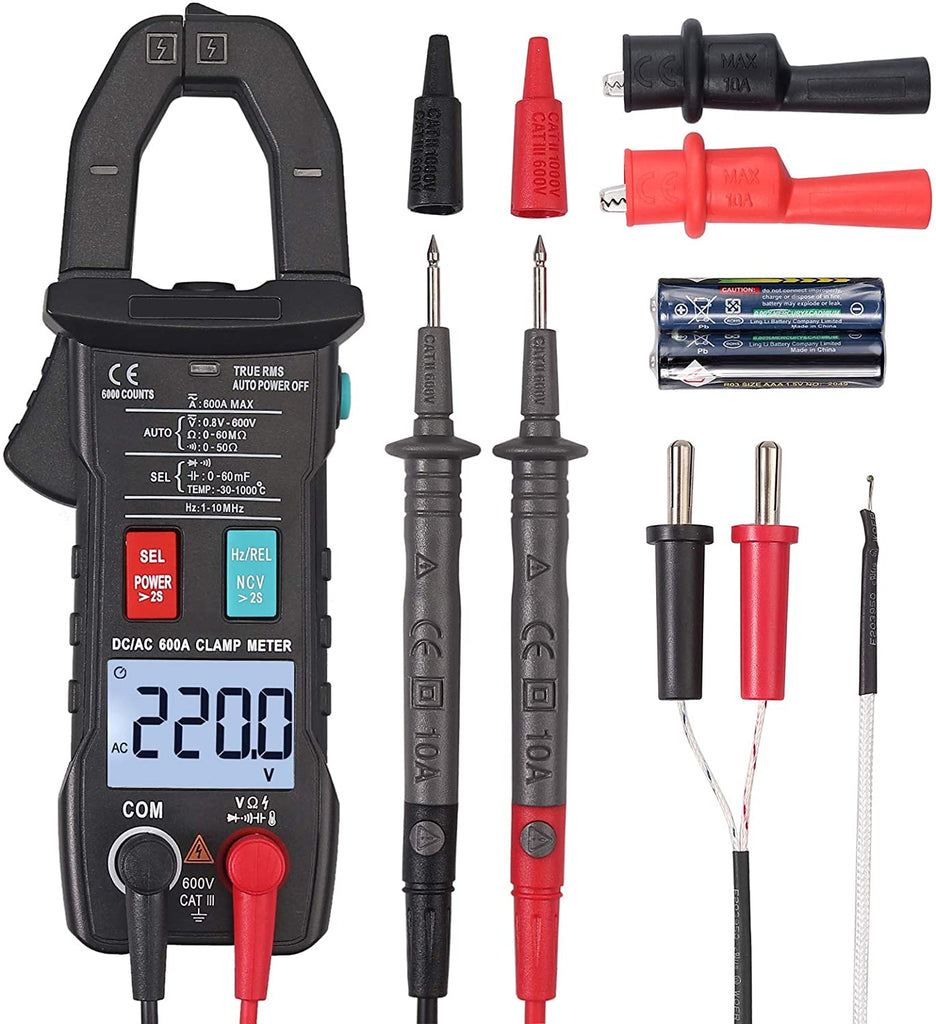 Kamtop Digital Clamp Meter 600A 6000 Counts TRMS