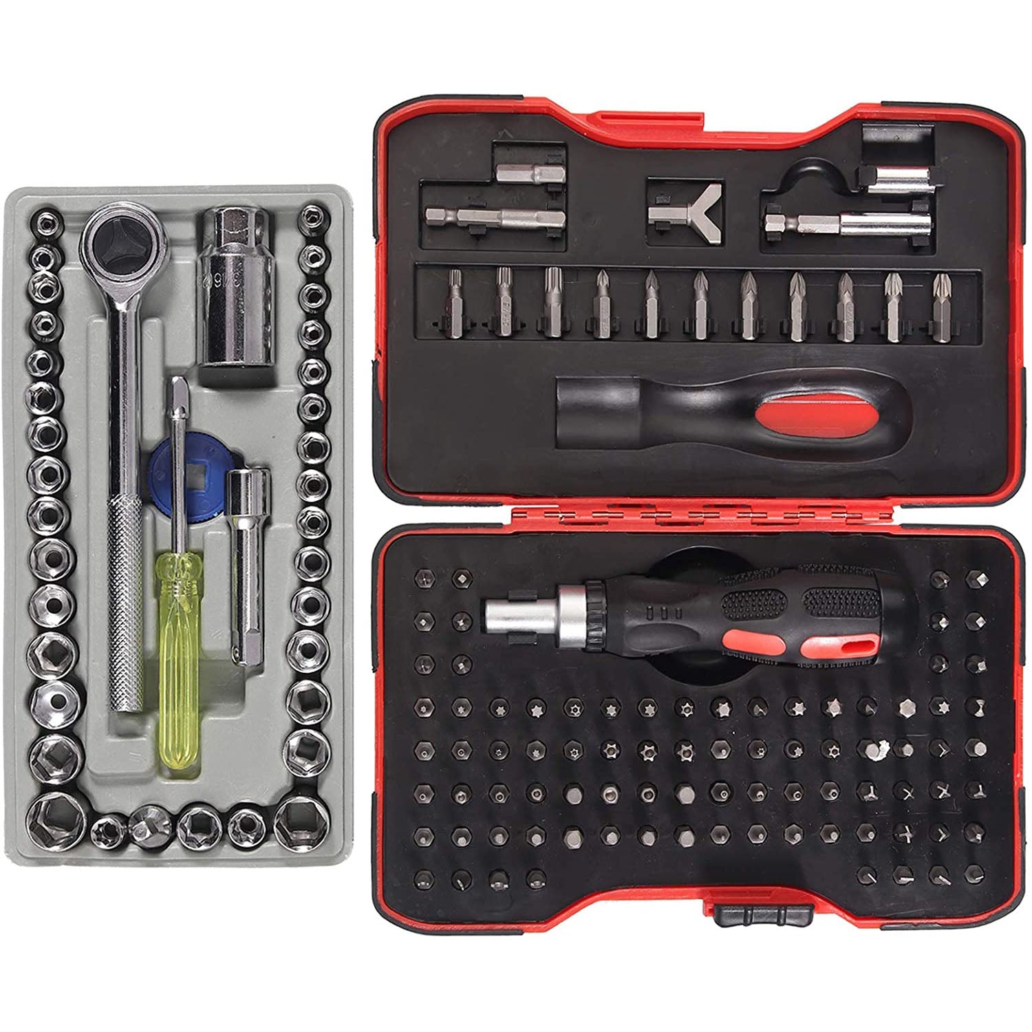 Kamtop 141 PCS Socket Bit Set Including Ratchet Handle