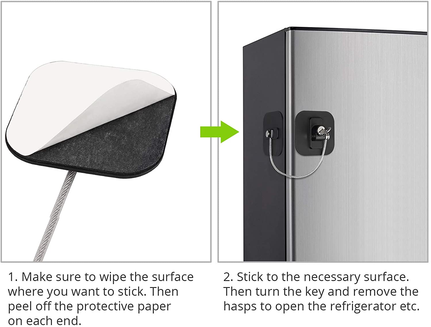 KAMTOP Refrigerator Locks 2PCS Fridge Locks Freezer Window Safety Locks - Black