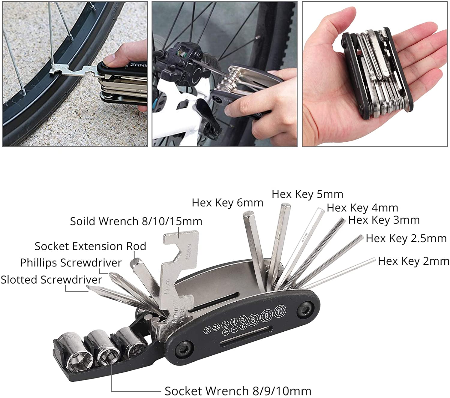 Kamtop 27 Packs Multifunction Bike Repair Tool Kits