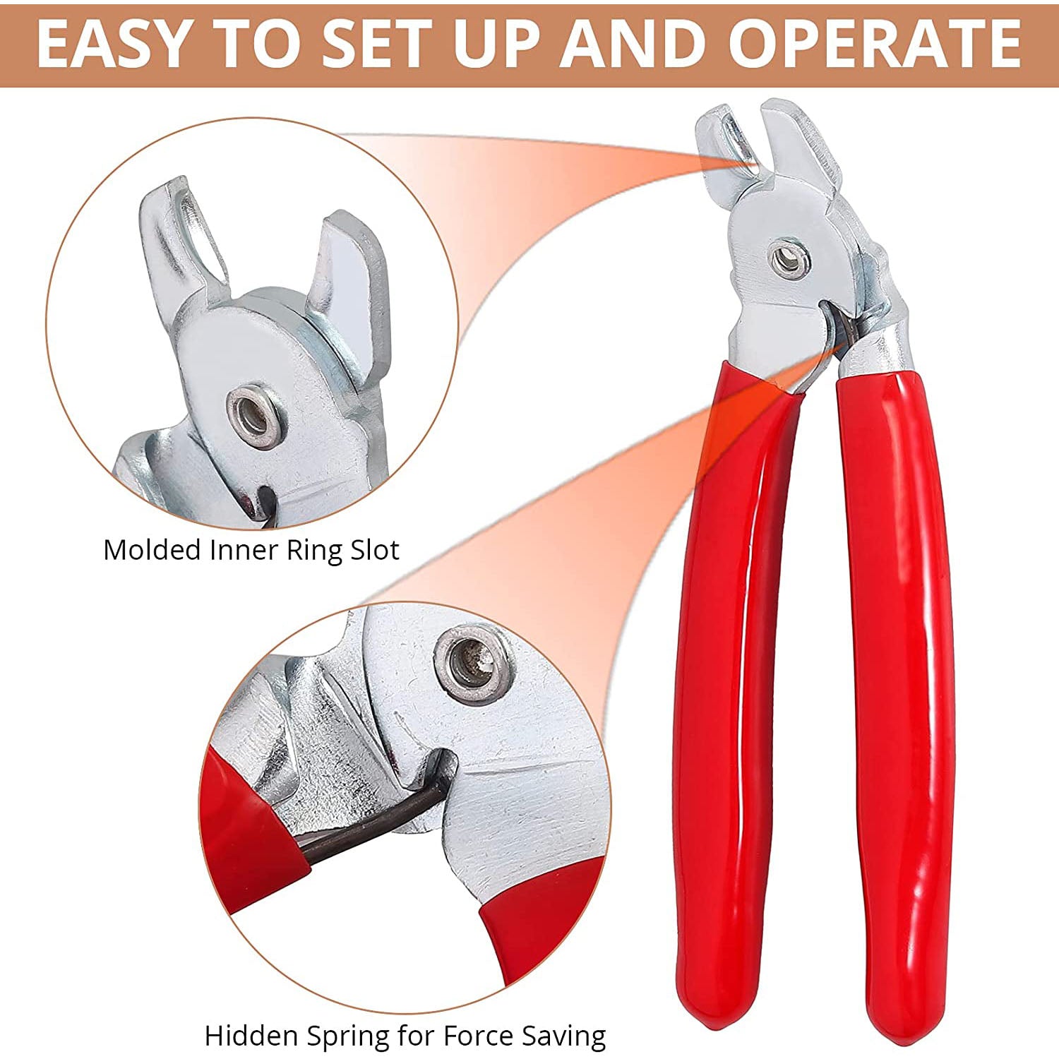 Kamtop Hog Ring Pliers Kit and 300 PCS 3/4inch