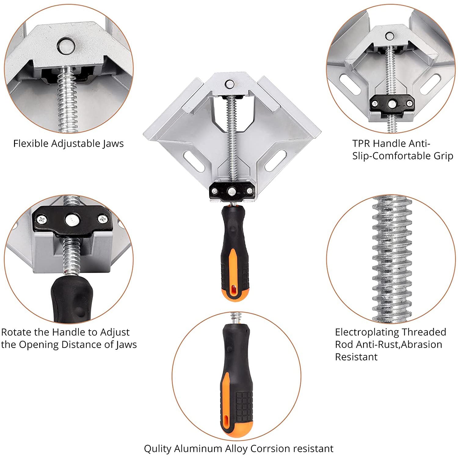 Kamtop 2 Packs Aluminum Single Handles 90 Degree Corner Right Angle Clamp