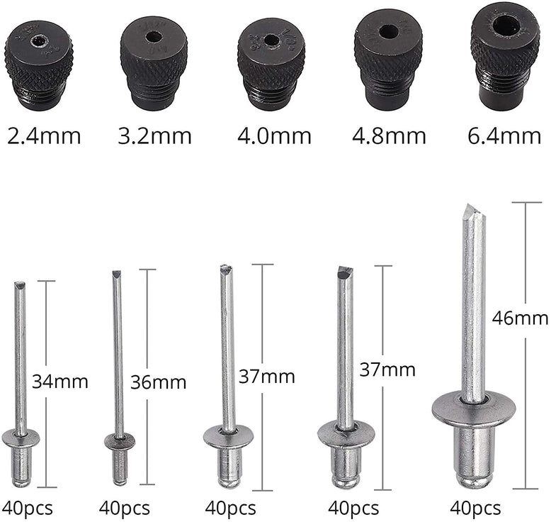 Kamtop 10 Inch Hand Rivet Gun 5 in 1 Hand Riveter Set
