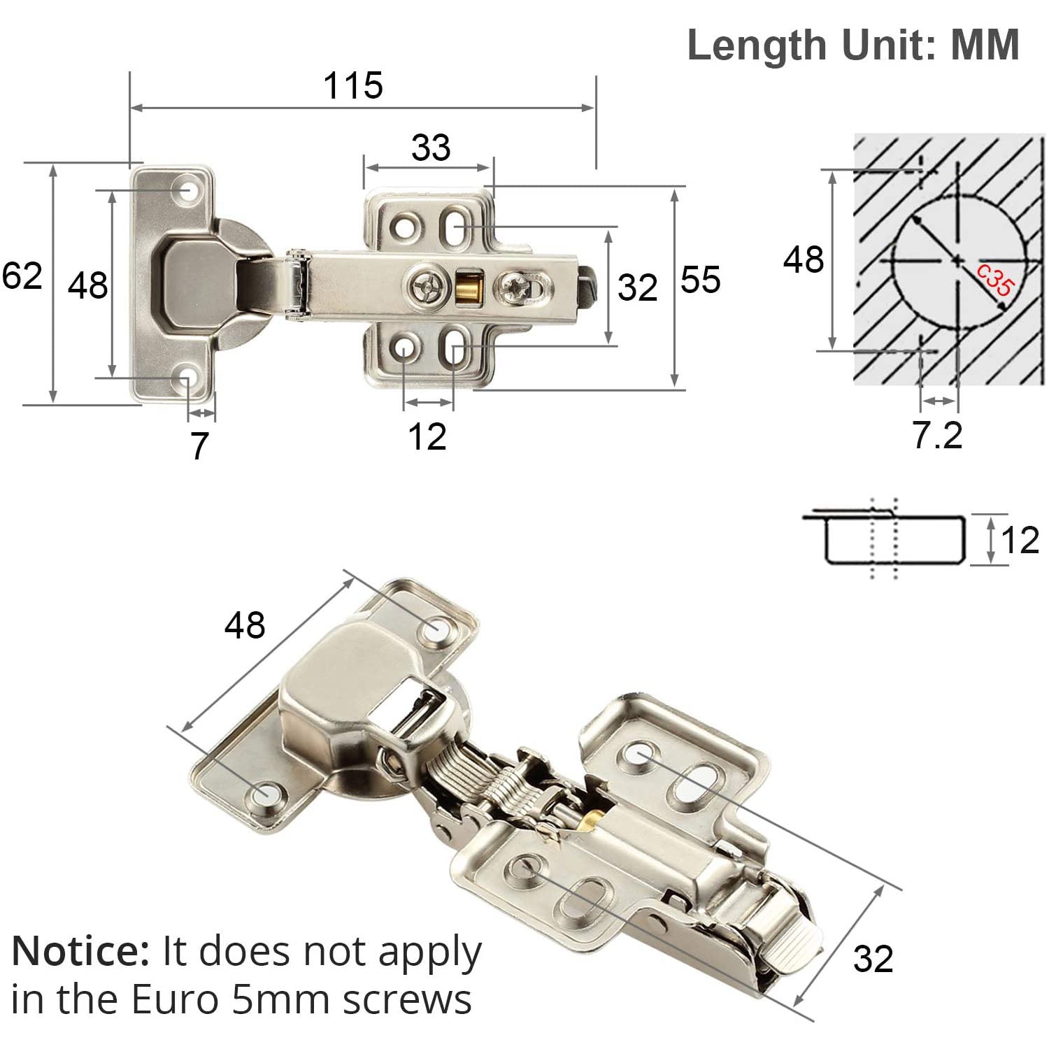 Kamtop 20PCS 110° Soft Door Hinges