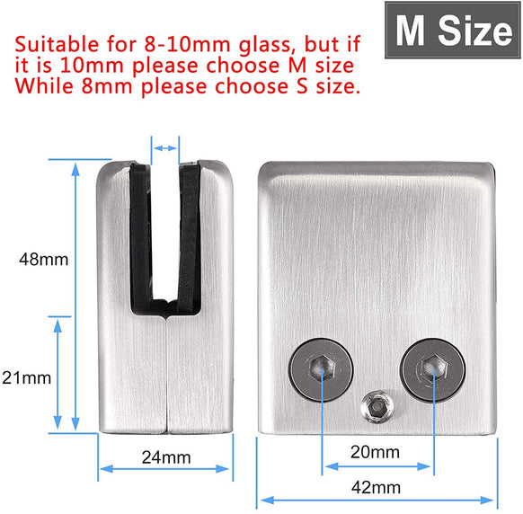 Kamtop 8PCS 8-10mm Stainless Steel 304 Square Glass Clamps