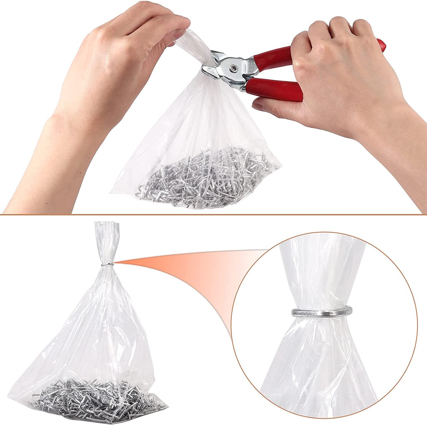 Kamtop Hog Ring Pliers Kit and 300 PCS 3/4inch