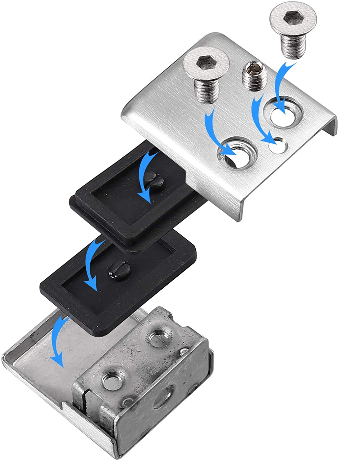 Kamtop 8PCS 8-10mm Stainless Steel 304 Square Glass Clamps