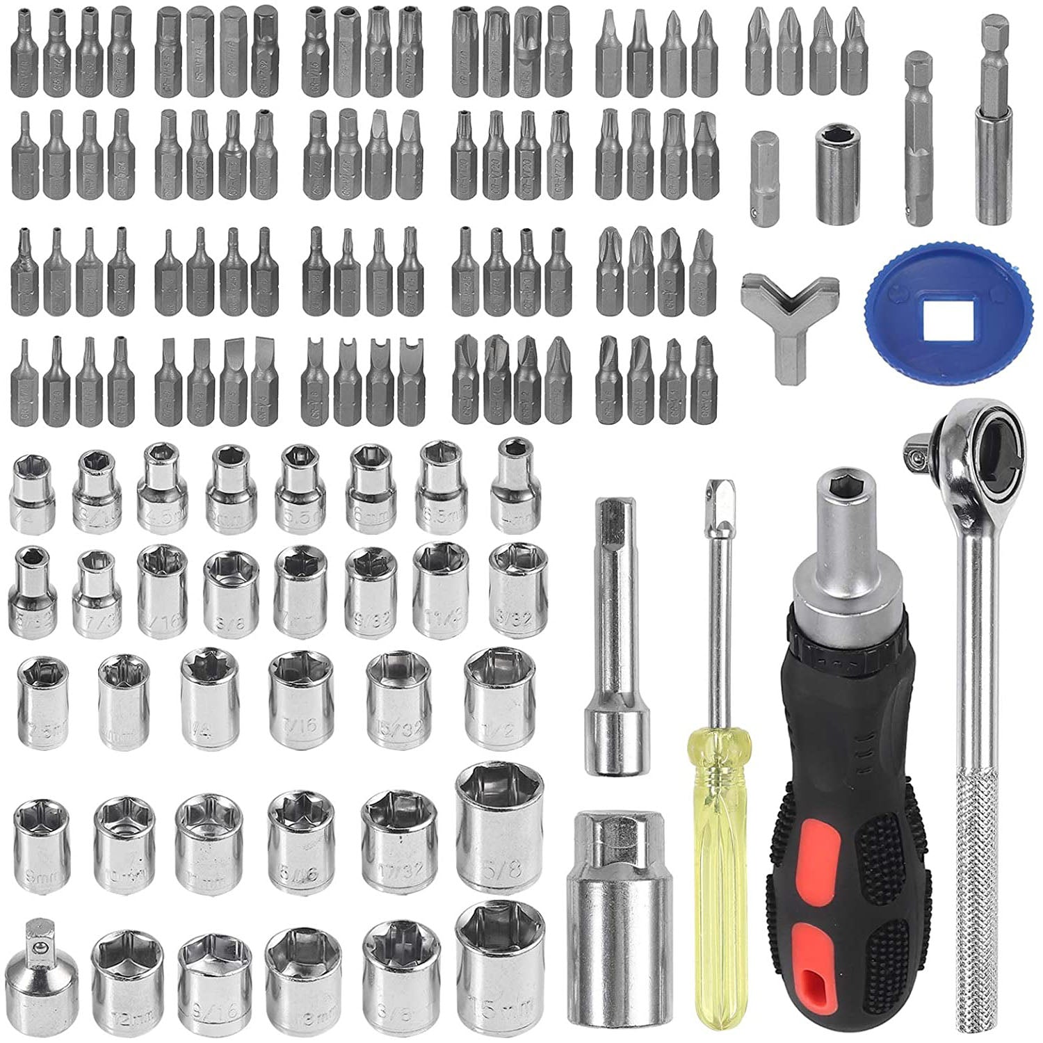 Kamtop 141 PCS Socket Bit Set Including Ratchet Handle
