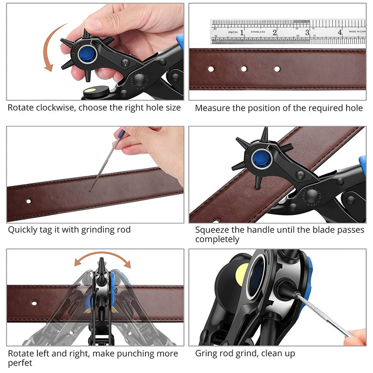 Kamtop Hole Punch Plier Set with 240pcs Leather Double Cap Rivets