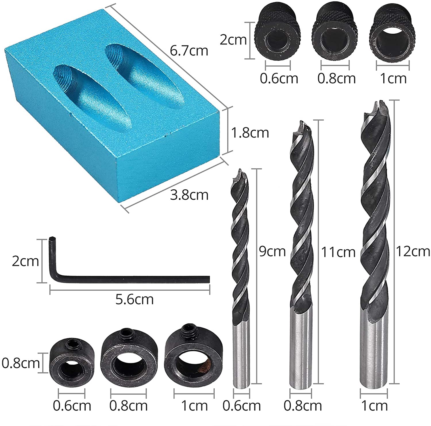 Kamtop Pocket Hole Jig Kit 15PCS Woodworking Guide Oblique Drill Angle Hole