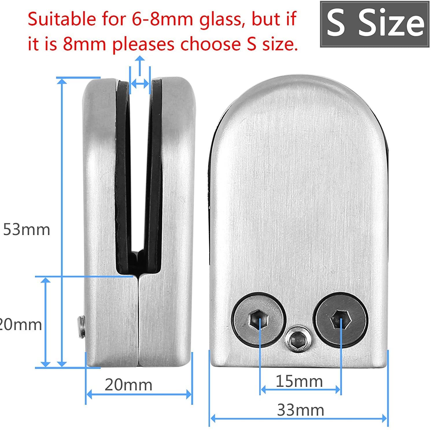 Kamtop Glass Clamps 8 PCS 6-8mm Stainless Steel 304